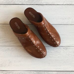 Michael Kors brown studded clogs size 10